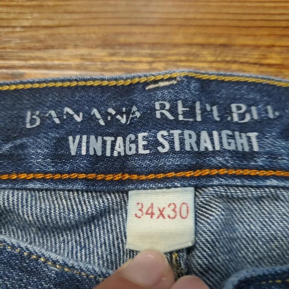 Banana Republic Vintage Straight Jeans Mens 34x30 Blue Denim Cotton Distressed